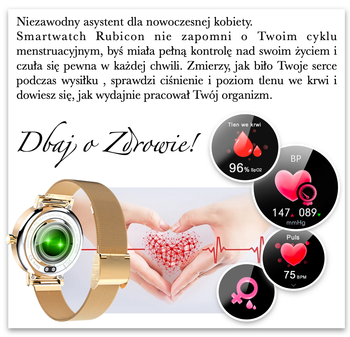 Smartwatch damski na bransolecie Rubicon RNBE64 różowe złoto ⌚✓ Bluetooth  (8).png